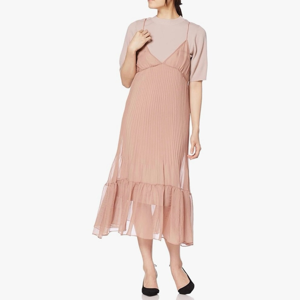 Snidel SWNO204034 Women's Sheer Cami Layered Knit Dress One Size NWOT